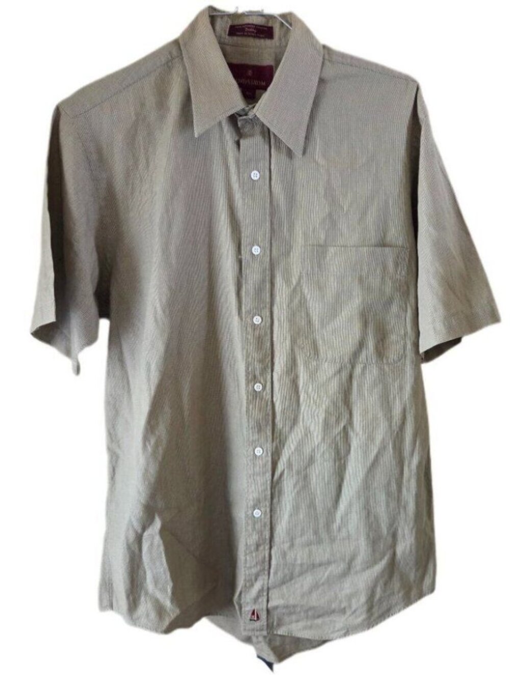 Nordstrom 100% Imported Cotton Dobby Sage Green Men's Short Sleeve Shirt